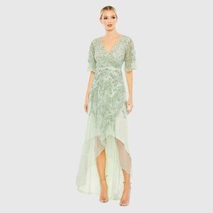 MAC DUGGAL
Sequined Butterfly Sleeve High Low Gown